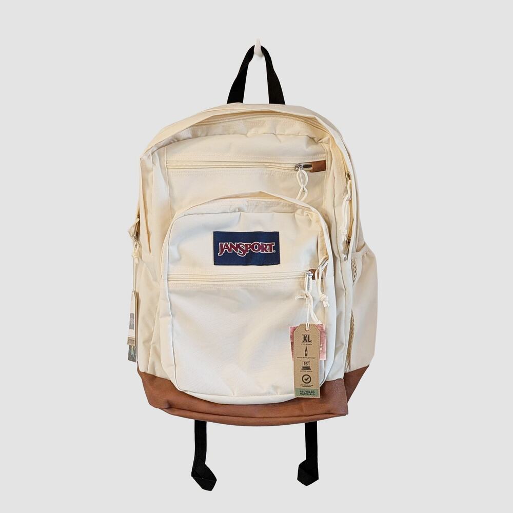 JanSport Cool Student Backpack Coconut NWT 15" Laptop Sleeve School Travel